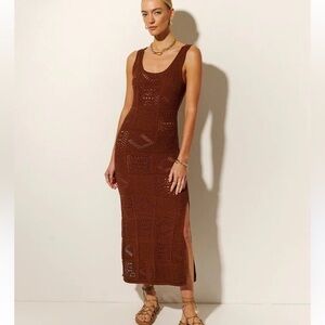 NWT Kivari Clementine Crochet Midi Dress in Chocolate Sz 4 US